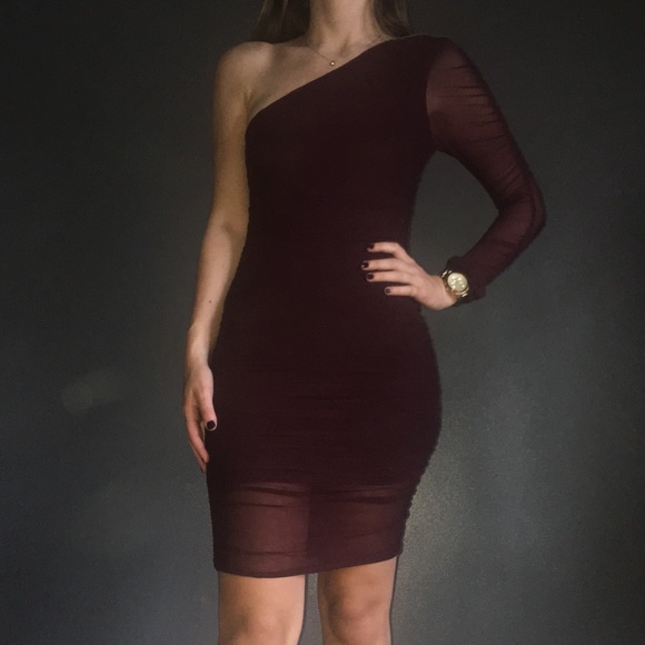 Purple Bodycon One Shoulder Dress - Picture 1 of 8